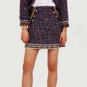 Zara - Tweed Tassel Embellished Mini Skirt